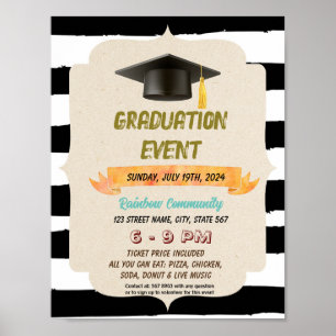 Affiche Circulaire du casquette d'événements de graduation