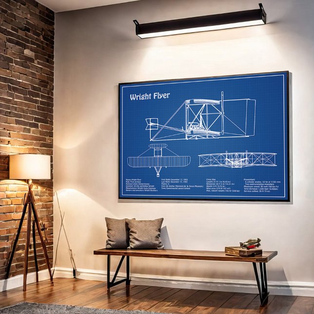 Affiche Circulaire Wright - Plan de dessin du plan de l'av (Créateur téléchargé)