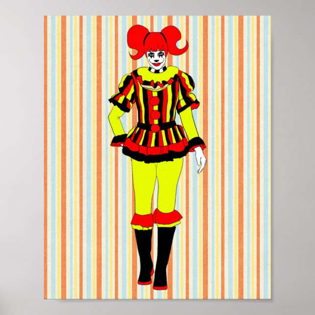 Affiche Circus Clown woman side show freak horror goth art (Devant)