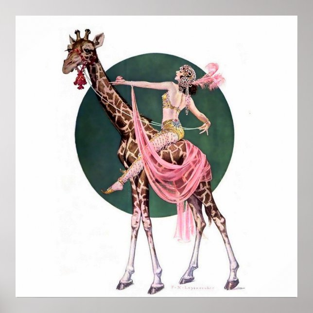 Affiche "Circus Giraffe Rider" par FX Leyendecker (Devant)