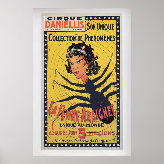 Affiche Cirque Daniellis, the Spider Woman  Vintage Circus (Devant)