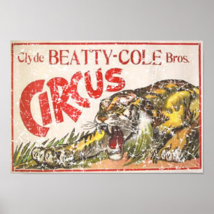 Affiche Cirque de Beatty Cole - 1903 - affligé