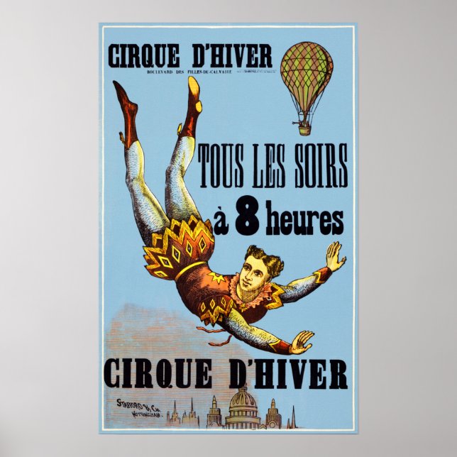 Affiche CIRQUE D'HIVER Cirque acrobatique français Vintage (Devant)