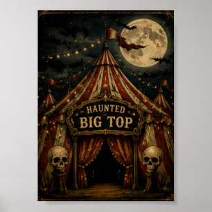 Affiche Cirque hanté de l'Halloween vintage Big Top