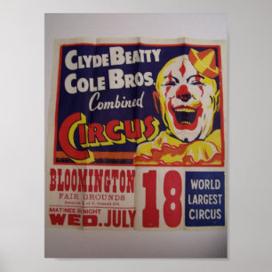 Affiche Cirque, Théâtre rétro 'Clyde Beatty et Cole Bros'