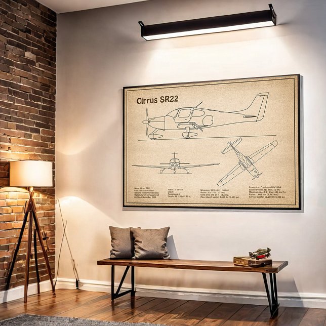 Affiche Cirrus SR22 - Plans de dessin du plan directeur de (Créateur téléchargé)