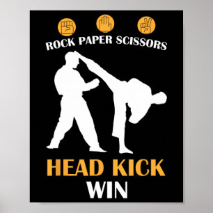 Affiche Ciseaux de papier rocheux Tête Kick I Win Yellow K