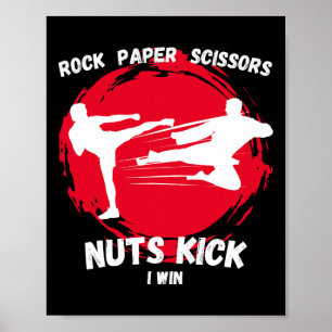 Affiche Ciseaux de papier rock noix coup de pied Win Funny