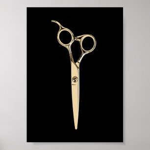 Affiche Ciseaux Or moderne Stylo de cheveux Hair Salon Bar