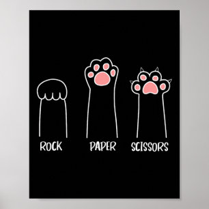 Affiche Ciseaux Papier Rocher Jeu Maigre Paw Drôle Chat