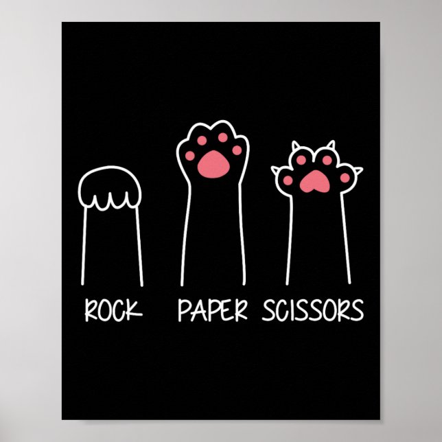 Affiche Ciseaux Papier Rocher Main Game Mème Animal Paw Ch (Devant)