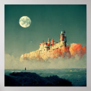 Affiche Citadelle côtière Imaginaire Sci-Fi