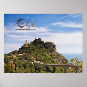 Affiche citadelle médiévale Eze, Provence, France
