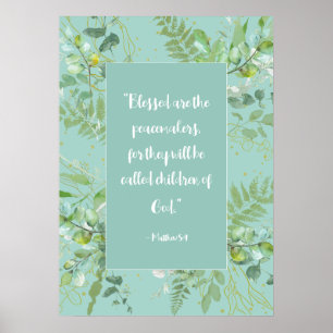 Affiche Citation biblique Peacemaker Écriture Eucalyptus P
