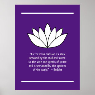 Affiche Citation blanche de fleurs de lotus et de bouddha
