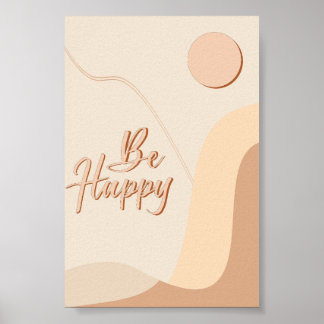 Affiche Citation Boho Bonheur Typographie Neutre Impressio