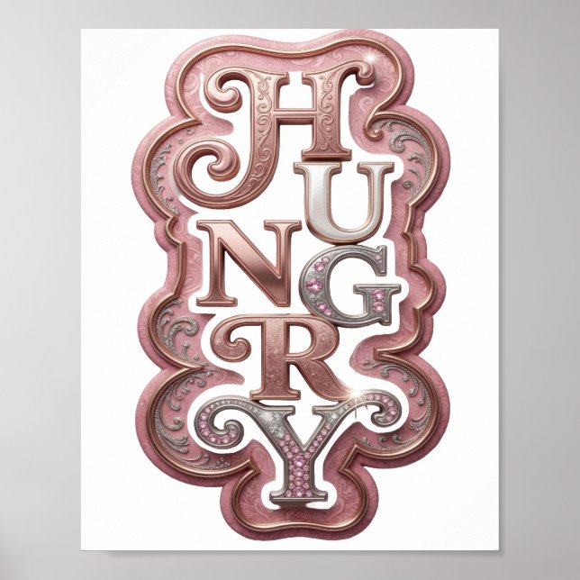 Affiche Citation Bold Silver HUNGRY Design (Devant)