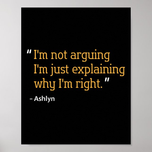Affiche Citation Cadeau Ashlyn Personnalisé Funny Nom d'an (Devant)