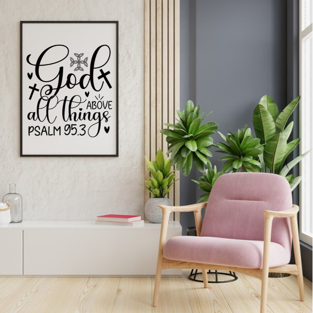 Affiche Citation chrétienne inspirée de la foi noire blanc (Créateur téléchargé)