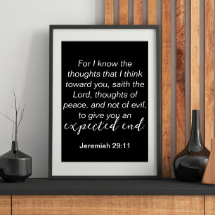 Affiche Citation chrétienne Jeremiah 29 Pensées de Paix