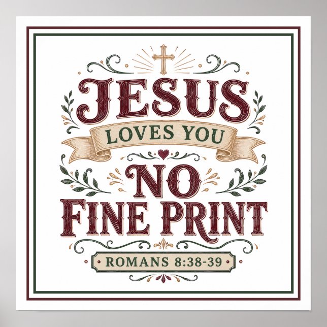 Affiche Citation chrétienne Jésus t'aime sans petite note (Devant)