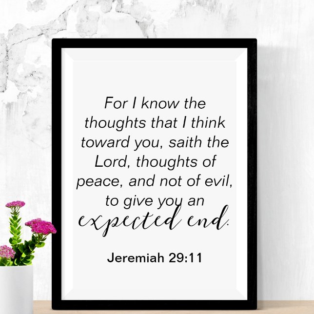 Affiche Citation chrétienne Pensées de Paix Jérémie 29 (Jeremiah 29 Thoughts of Peace Christian Quote Poster
)