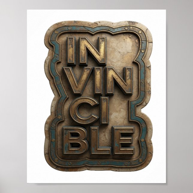 Affiche Citation Classique Or INVINCIBLE Design (Devant)