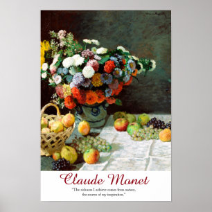 Affiche Citation Claude Monet Fleurs et fruits