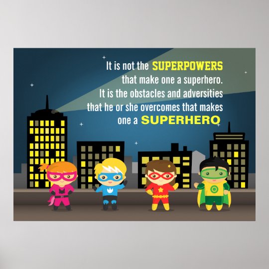 Affiche Citation Coloree De Super Heros De Motivation Pour Zazzle Fr
