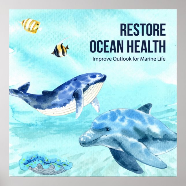 Affiche Citation Colorée Moderne Protéger Marine Life (Devant)