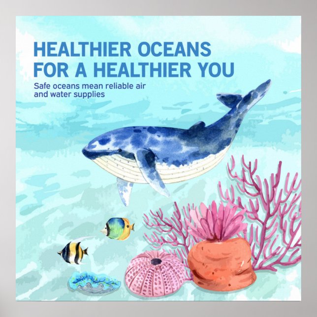 Affiche Citation Colorée Moderne Protéger Marine Life (Devant)