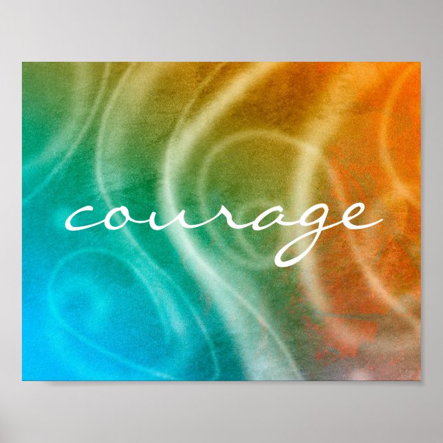 affiche citation courage sur tableau abstrait colo (Devant)