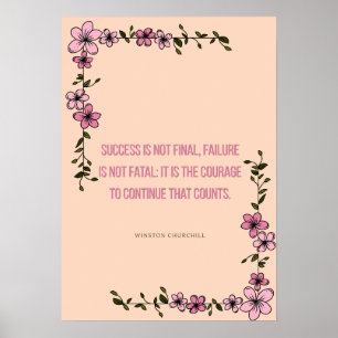 Affiche Citation Courageuse Imprimée – Motivation Florale