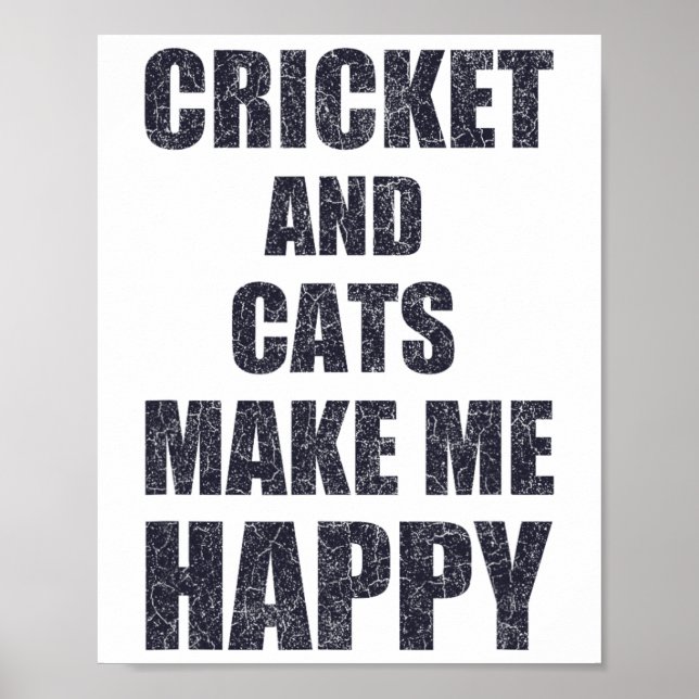 Affiche Citation Cricket Et Chats Me Fait Heureux Drôle  (Devant)