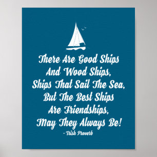 Affiche Citation d'amitié bons navires mouettes dicton irl