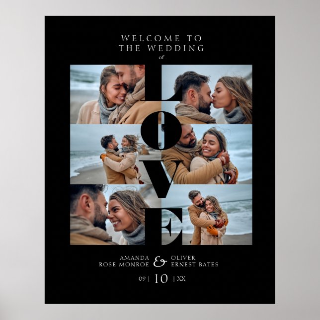 Affiche Citation d'amour Collage noir Bienvenue Mariage 6  (Devant)