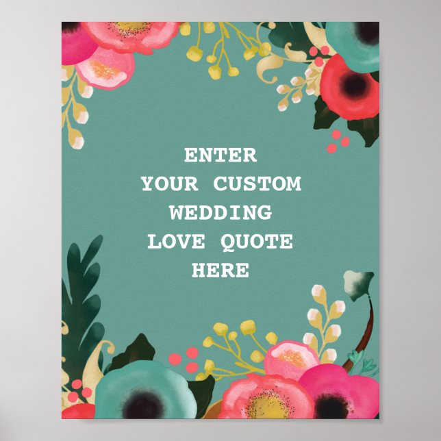 Affiche Citation d'amour Mariage floral moderne Imprimer (Devant)