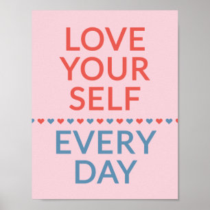 Affiche Citation d'amour motivationnel Cœurs rouges et ble