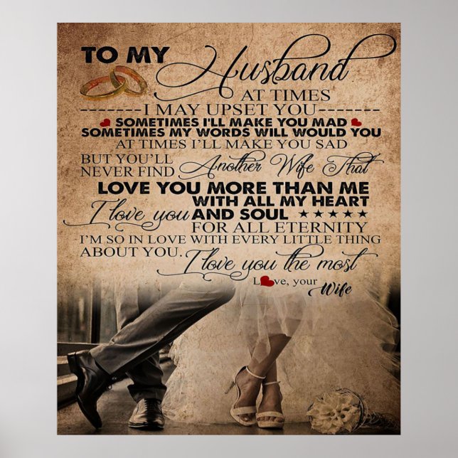 Affiche Citation d'amour pour mari | Cadeau mignon pour pe (Devant)