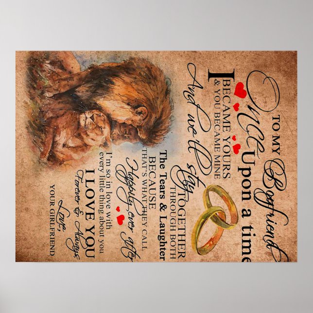 Affiche Citation d'amour pour petit ami, ami garçon cadeau (Devant)