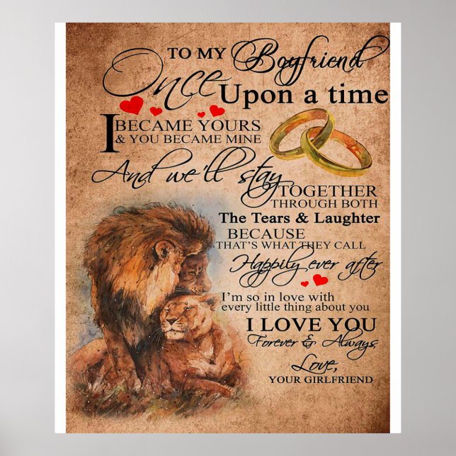Affiche Citation d'amour pour petit ami, ami garçon cadeau (Devant)