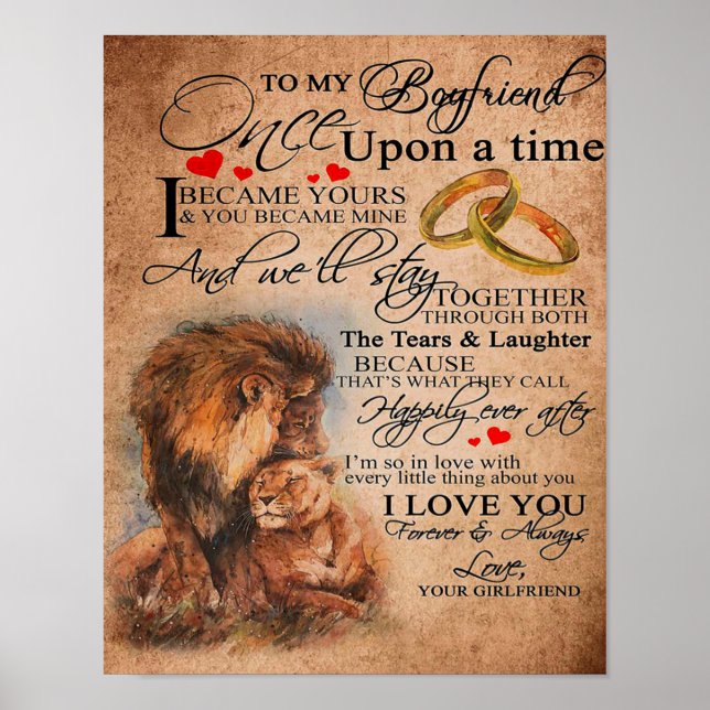 Affiche Citation d'amour pour petit ami, ami garçon cadeau (Devant)