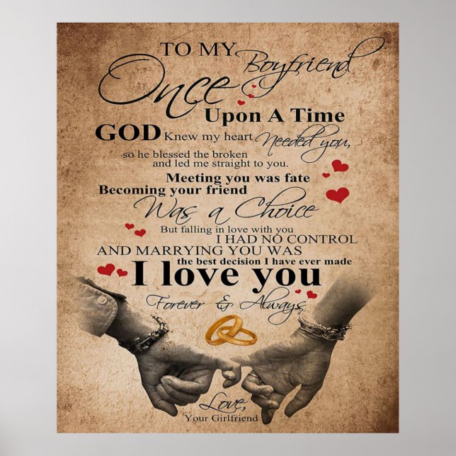 Affiche Citation d'amour pour petit ami | Cadeau Couple Co (Devant)