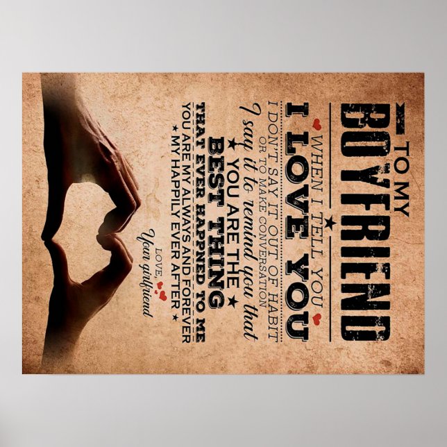 Affiche Citation D'Amour Pour Petit Ami, Mari Amour Annive (Devant)