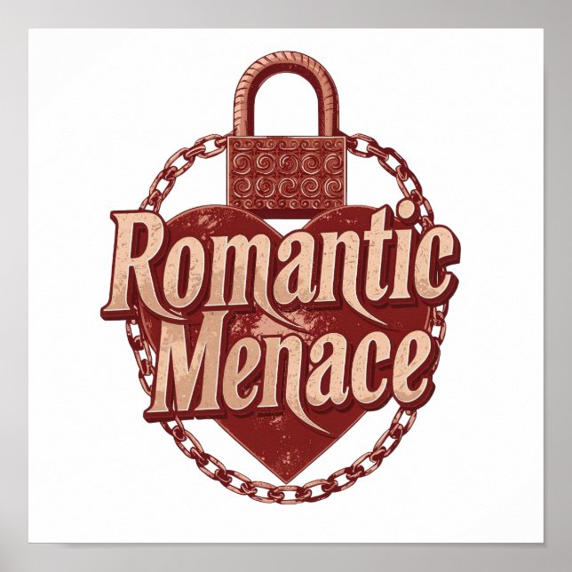 Affiche Citation d'amour sombre avec des chaînes et un cœu (Devant)