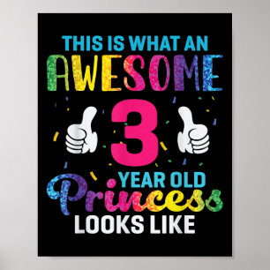 Affiche Citation d'anniversaire de la princesse âgée de 3