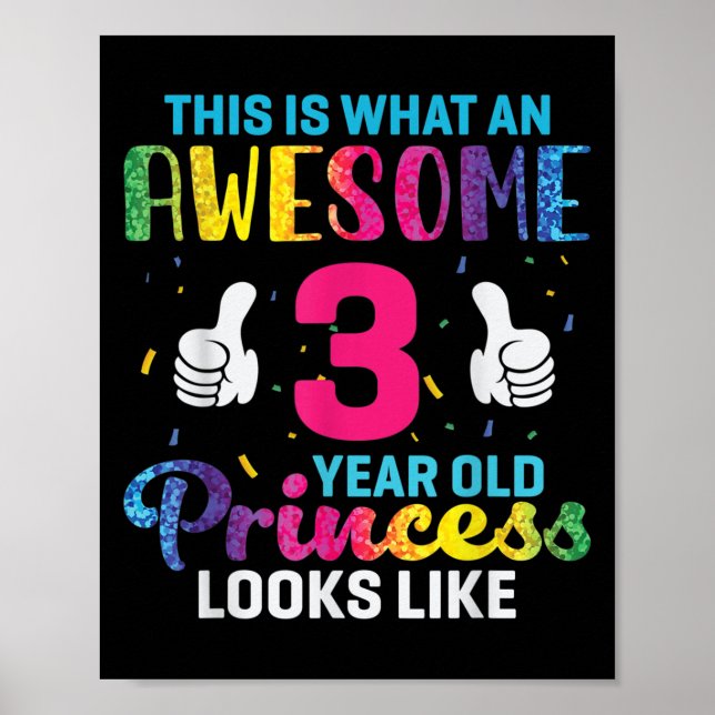 Affiche Citation d'anniversaire de la princesse âgée de 3  (Devant)