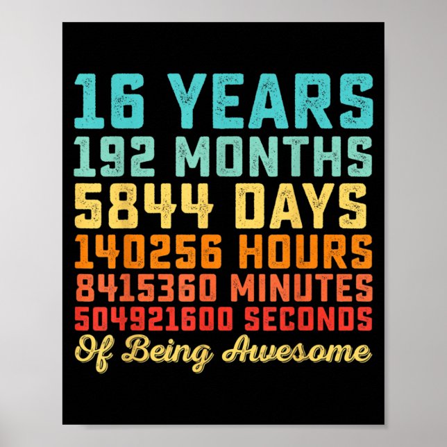 Affiche Citation d'anniversaire drôle de 16 ans B-Day Math (Devant)
