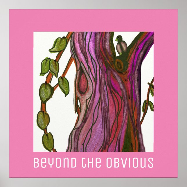 Affiche Citation d'arbre et d'oiseau violet et vert sur bl (Devant)