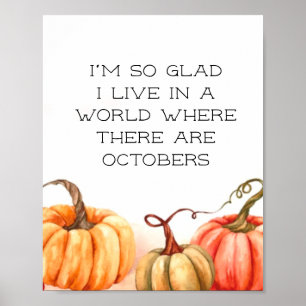 Affiche Citation d'automne Citrouille d'octobre